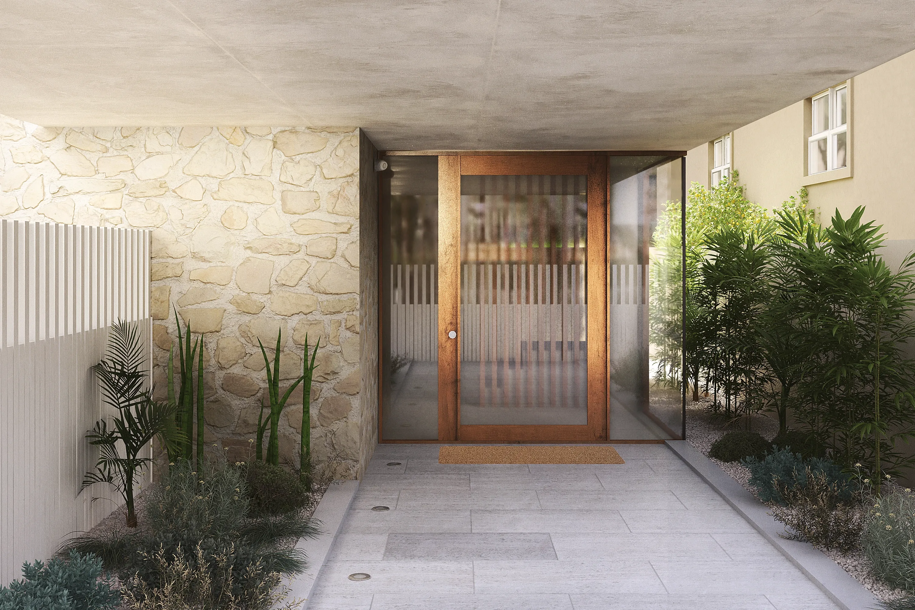 Virtual Outdoor Entrance - Floor surface preview of "Tumbled" products